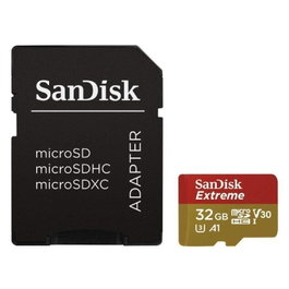 SanDisk SDSQXAF-032G-GN6MA Tarjeta de Memoria Extreme 32GB microSD UHS-I Clase 10 con Adaptador - Velocidad de Lectura hasta 100MB/s